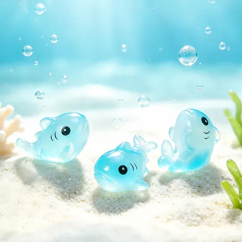 Micro-Paysage Requin Lumineux Figurine en Résine Mignon Animal Ornement de Bureau Décoration Miniature Artisanat DIY