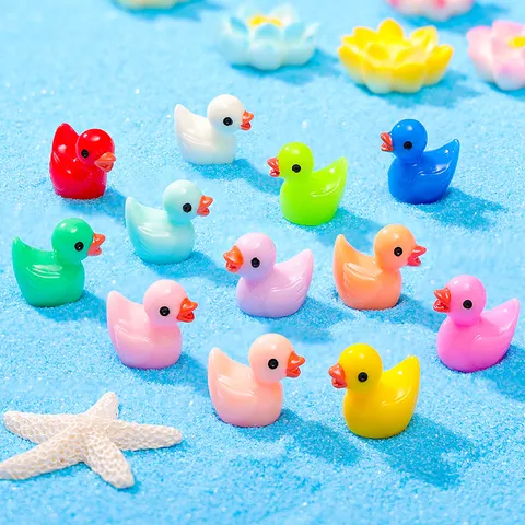 Mini Figurine de Canard en Résine Micro-paysage Décoration DIY Joli Caneton Uni Petit Ornement de Bureau Artisanat