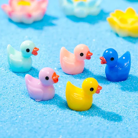Mini Figurine de Canard en Résine Micro-paysage Décoration DIY Joli Caneton Uni Petit Ornement de Bureau Artisanat