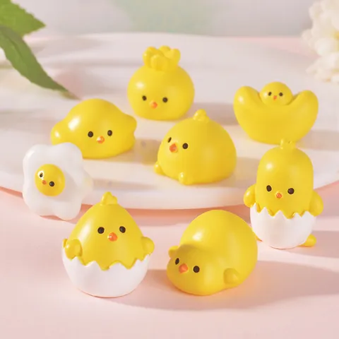 Micro Landscape Miniature Resin Chick Ornaments Cute Egg Shell Chick Fried Egg Figurine DIY Craft Dollhouse Decor