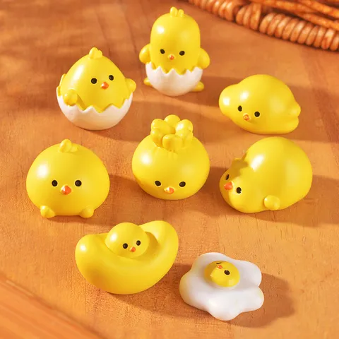 Micro Landscape Miniature Resin Chick Ornaments Cute Egg Shell Chick Fried Egg Figurine DIY Craft Dollhouse Decor