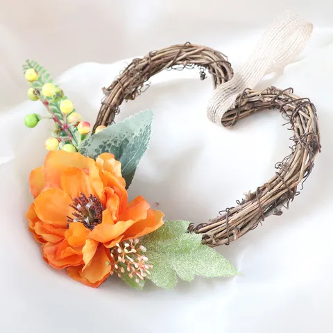 Herzförmige Künstliche Blume Girlande Rattan Seide Kranz Hängende Tür Wand Dekor Für Hochzeit Party Heimdekoration
