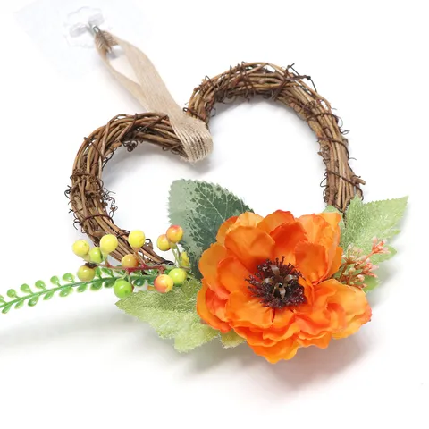 Herzförmige Künstliche Blume Girlande Rattan Seide Kranz Hängende Tür Wand Dekor Für Hochzeit Party Heimdekoration
