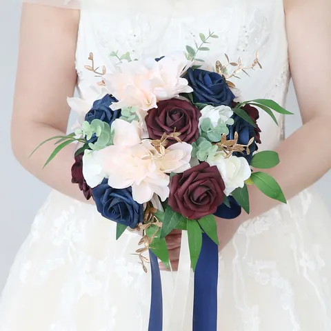 Bouquet de Mariée en Fleurs de Soie Artificielles Européennes pour Fête de Mariage Photographie en Plein Air Décoration Intérieure Fausses Fleurs