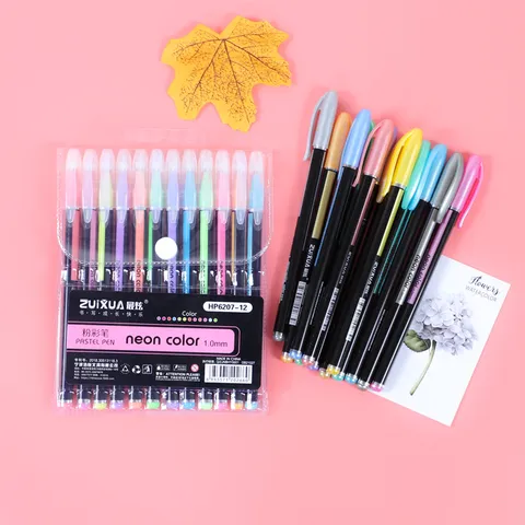 Creative Glitter Pastel Metallic Highlighter Pen Plastic Round Nib DIY Drawing Coloring Stationery