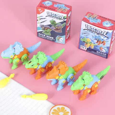 Kids Educational DIY Assembly Dinosaur Toy Cartoon Disassembly Building Blocks Model Puzzle Toy Gift For Children