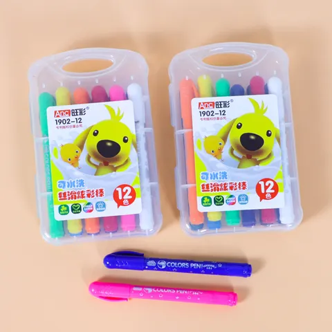 Pasteles al Óleo Lavables 12 Colores Crayones de Seda Rotativos Lápiz de Acuarela No Tóxico para Niños Dibujo Graffiti Arte Suministros Escolares