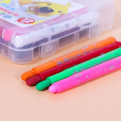 Pasteles al Óleo Lavables 12 Colores Crayones de Seda Rotativos Lápiz de Acuarela No Tóxico para Niños Dibujo Graffiti Arte Suministros Escolares