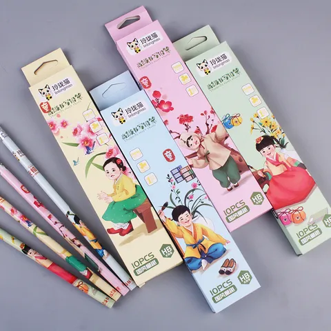 Creative Chinese Style HB Wooden Pencil With Eraser Student Writing And Sketching Stationery Writing Pencil