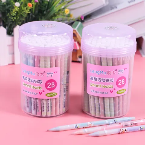 Student Cartoon Mechanical Pencil Refills Resin Lead Barrel Packed Writing Stationery Refill Supplies