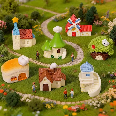 Micro Paisaje Resina Miniatura Casa DIY Jardín Paisajismo Adorno De Escritorio Lindo Cuento De Hadas Miniatura Estatuilla Artesanía