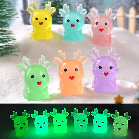 Natale Carino Luminoso In Piedi Renna Miniatura Resina Figure DIY Artigianato Accessori Micro Paesaggio Scrivania Ornamenti