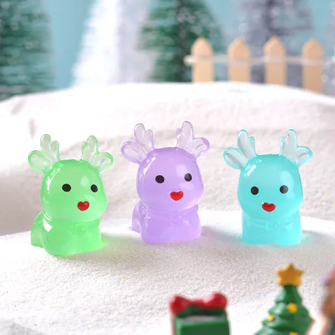 Natale Carino Luminoso In Piedi Renna Miniatura Resina Figure DIY Artigianato Accessori Micro Paesaggio Scrivania Ornamenti