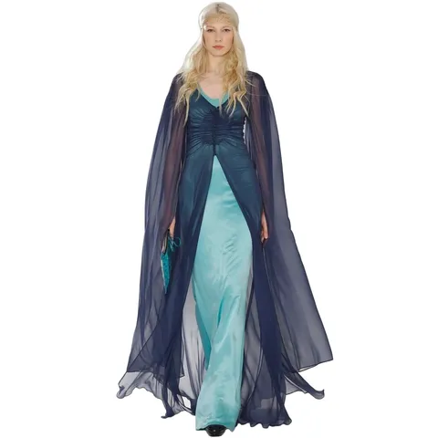 Costume de Cosplay Déesse Grecque Athéna pour Femmes Ensemble Robe Chasuble en Maille Avec Cape Transparente Élégante Tenue de Halloween
