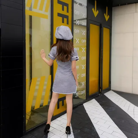 Γυναικείο Σέξι Κοστούμι Cosplay Μαγείρισσας Υπηρέτριας Gingham Χάλοουιν Φόρεμα Σκηνικής Παράστασης Anime Με Καπέλο Και Κασκόλ
