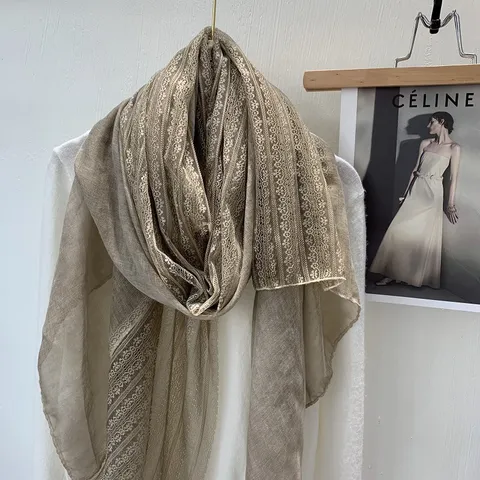 Dames Vintage Kant Stiksels Grote Sjaal Doek Casual Literair Zonnebescherming Lichte Lange Sjaal