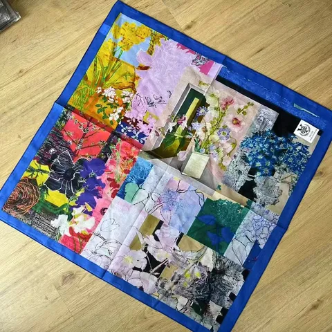 Vintage Olieschilderij Patchwork Katoen Vierkante Sjaal Vrouwen Mode Bloemen Print Hoofdband Neksjaal Chique Dagelijkse Accessoires