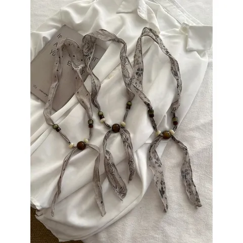 Retro Literair Linnen Kraal Sjaal Vrouwen Halsketting Casual Bloemen Nek Sjaal Dagelijks Chique Veelzijdig Halsbekleding Accessoires