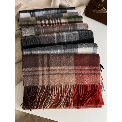 Klassieke Ruit Wol Sjaal Winter Warme Kwast Sjaal Retro Casual Zachte Nek Sjaal Voor Vrouwen En Mannen