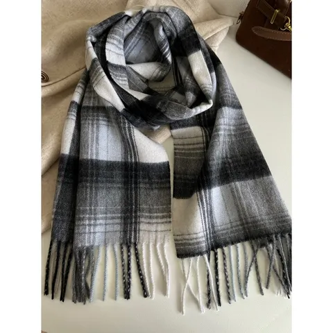 Klassieke Ruit Wol Sjaal Winter Warme Kwast Sjaal Retro Casual Zachte Nek Sjaal Voor Vrouwen En Mannen