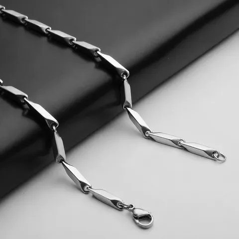 Men Women Titanium Steel Bamboo Chain Necklace Stainless Steel Geometric Link Chain Fashion Jewelry Gift