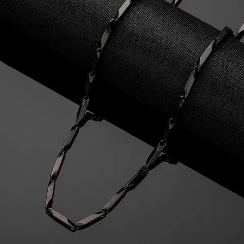 Collar de Acero Inoxidable Minimalista Para Hombres Versátil Lujo Negro Estilo Callejero Geométrico Cuadrilátero Cadena Clavicular