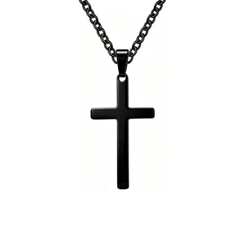 Collar con Colgante de Cruz de Acero Inoxidable Unisex Hip Hop Minimalista Cadena de Cruz Lisa Regalo de Joyería
