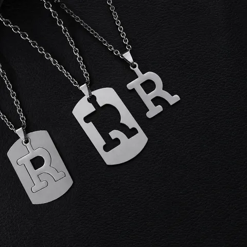 Collar de Letras de Acero Inoxidable Estilo Calle Europea Americana Hip Hop Colgante de Placa de Identificación Joyería de Moda