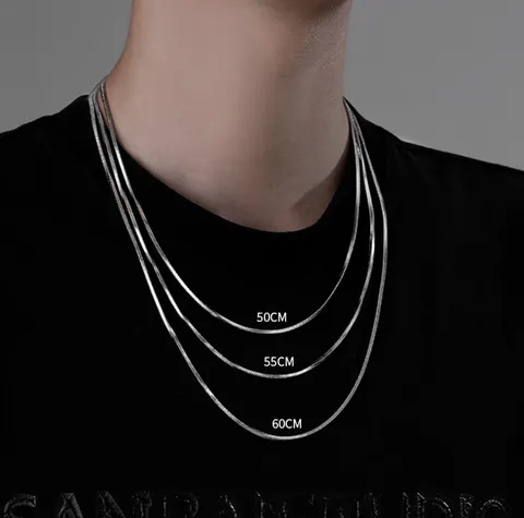 Titanium Staal Vierkante Slangenketting Halsketting Voor Heren Dames Minimalistische Geometrische Sleutelbeenketting Mode Sieraden