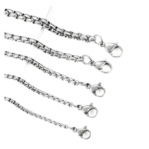 Collar de Cadena de Caja de Acero Inoxidable para Hombres Cadena de Hueso Cuadrado Joyería de Cadena de Enlace Metálico Geométrico