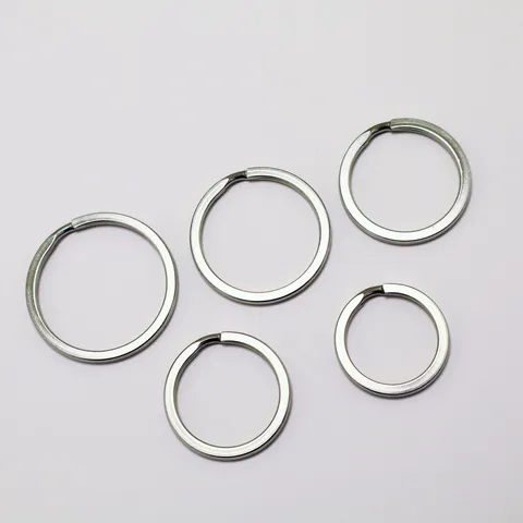 Stainless Steel Split Key Rings Flat Round Keyrings DIY Car Keychain Accessories Silver Metal Loop Fastener
