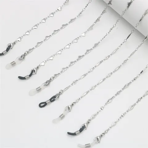 Stainless Steel Glasses Chain Mask Lanyard Heart Geometric Spliced Chain Eyewear Holder Neck Strap For Women Men Jewelry