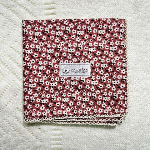 100% Katoen Retro Bloemen Kleine Vierkante Sjaal Pastoraal Literair Kantafwerking Hals Sjaal Haarband Vrouwen