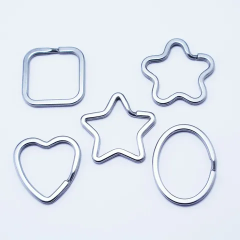 Stainless Steel Split Key Rings Flat Double Loop Geometric Shape Metal Key Ring DIY Craft Keychains Findings
