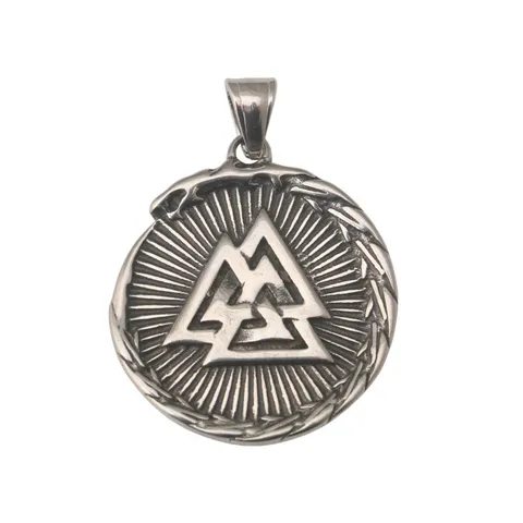 Vintage Stainless Steel Valknut Eye Of Providence Pendant Necklace Retro Gothic Punk Hip Hop Sweater Chain Jewelry Gift