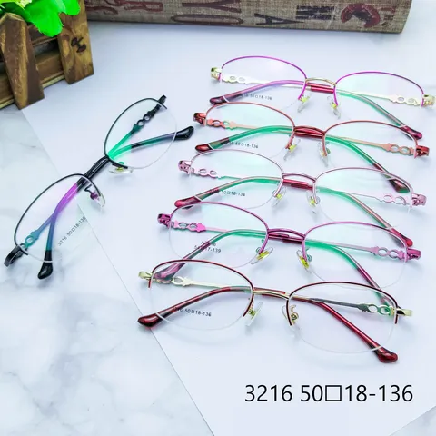 Women Business Optical Glasses Frame Metal Half Frame Brushed Myopia Eyewear