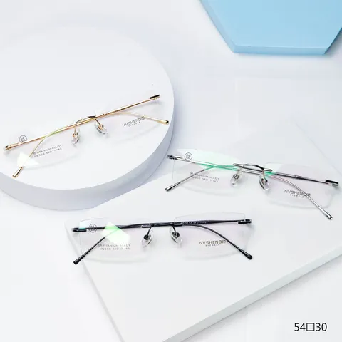 Monture de Lunettes Homme Pur Titane Sans Monture Taillée en Diamant Optique Business