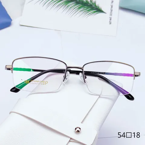 Men's Business Half Frame Optical Glasses Frame Metal Eyewear IP Electroplated Classic Square Optical Eyeglass Frame
