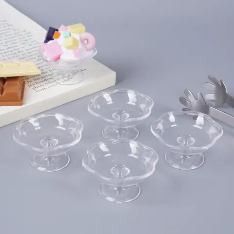 Miniature Transparent Tray Cup DIY Food Play Dessert Cup Accessories Miniature Scene Fruit Tray Container