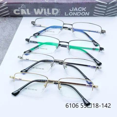 Montatura per Occhiali Quadrata Semi-Rimless da Uomo Lega di Metallo Ottica Miopia Occhiali Moda Business Montatura per Occhiali