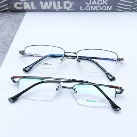 Montatura per Occhiali Quadrata Semi-Rimless da Uomo Lega di Metallo Ottica Miopia Occhiali Moda Business Montatura per Occhiali