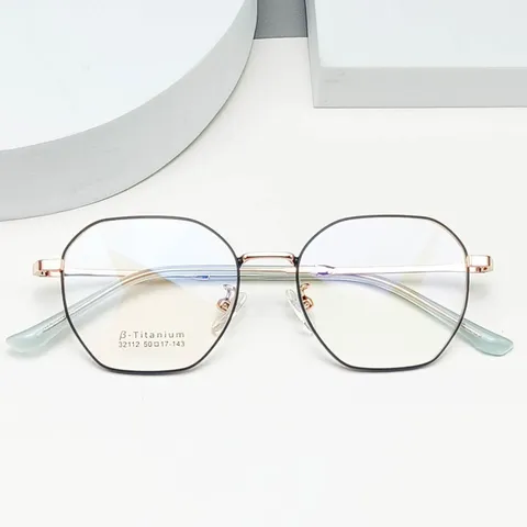 Retro Polygon Titanium Alloy Eyeglass Frames Unisex Optical Glasses Frame Vintage Literary Eyewear