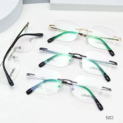 Occhiali da Vista Rimless in Lega di Titanio Minimalista Per Uomo Donna Business Leggero Montatura da Vista