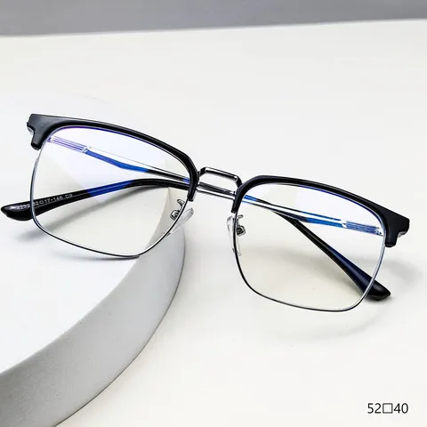 Men's Square Optical Glasses Frame Anti-Blue Light TR Metal Spectacle Frame Retro Literary Eyewear For Square Face