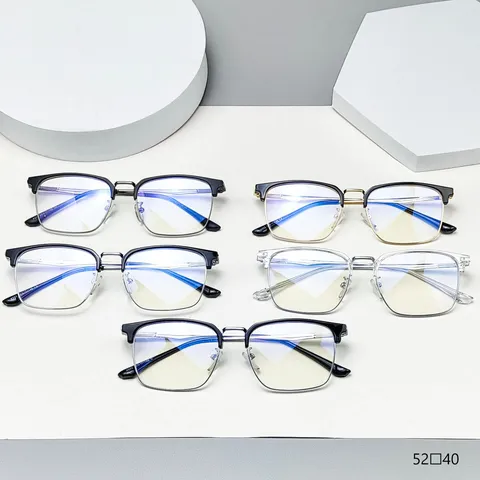 Men's Square Optical Glasses Frame Anti-Blue Light TR Metal Spectacle Frame Retro Literary Eyewear For Square Face