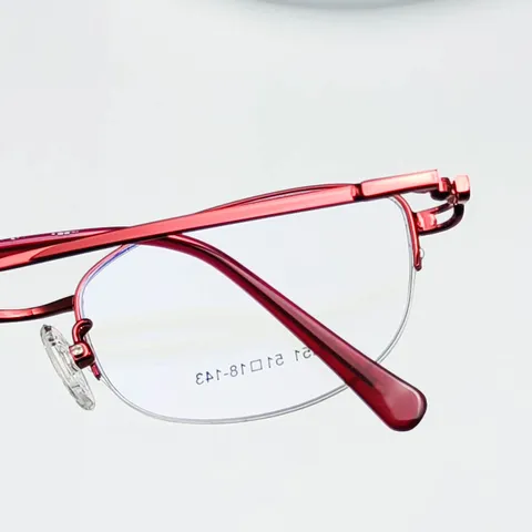 Women's Semi-Rimless Optical Glasses Frame Metal Oval Prescription Eyewear Retro Lightweight Elegant Vision Glasses