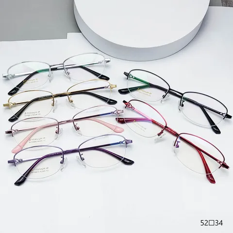 Women's Semi Rimless Oval Optical Glasses Frame Lightweight Titanium Memory Metal Retro Myopia Spectacle Frame