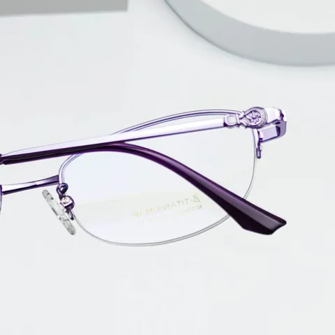 Women's Semi Rimless Oval Optical Glasses Frame Lightweight Titanium Memory Metal Retro Myopia Spectacle Frame
