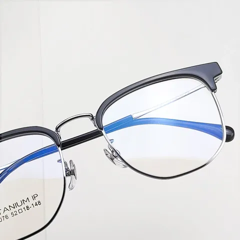 Retro Browline Optical Glasses Frame Men TR90 Metal Mixed Vintage Myopia Eyewear Frame Business Casual Spectacles