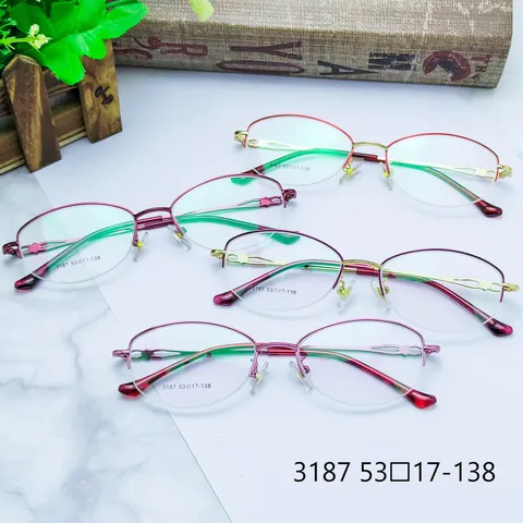 Women Business Metal Half Frame Optical Glasses Frame Thick Gold Electroplated Spectacles Frame Commuting Eyewear